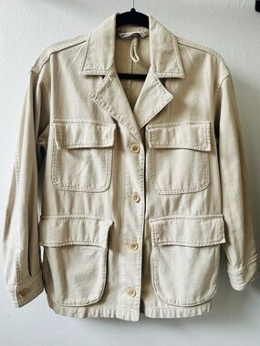 ZARA Beige Utility Jacket with Patch Pockets - Women's